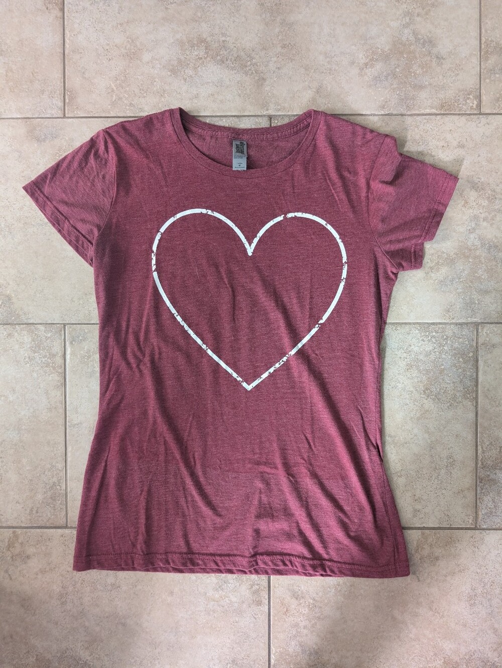 Raspberry Pink T-shirt With Distressed Heart Print